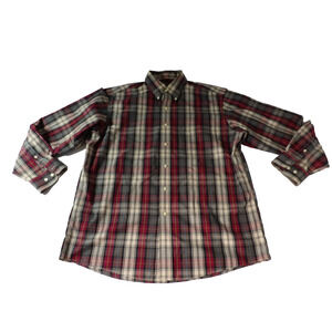Jos. A Banks Travelers Collections Large Mens Shirt Plaid Oxford DadCore Grandpa